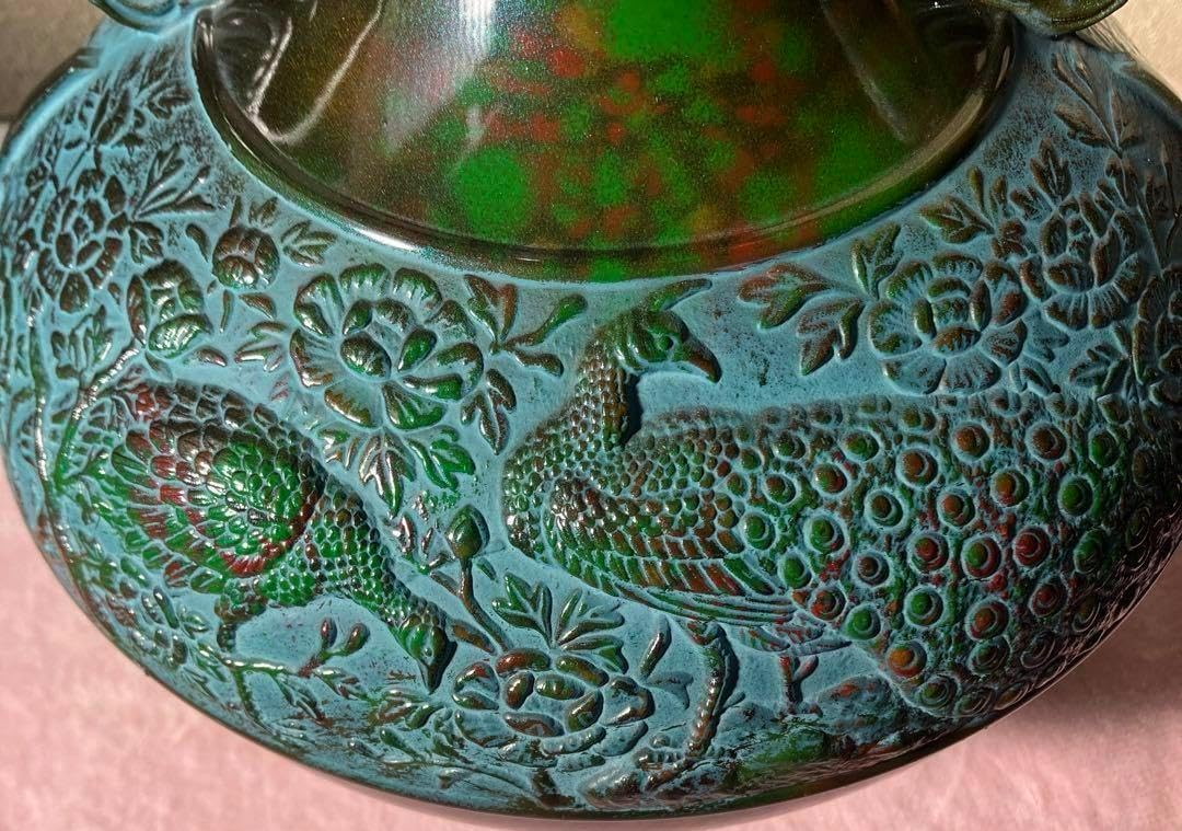 【美品】　花瓶　伝統美術工芸品　花瓶晴峰型 寿孔雀、“ 瑞峰印 ” 花瓶 寿孔雀 晴峰型 伝統美術工芸品 瑞峰印 特殊新合金製 - メルカリ